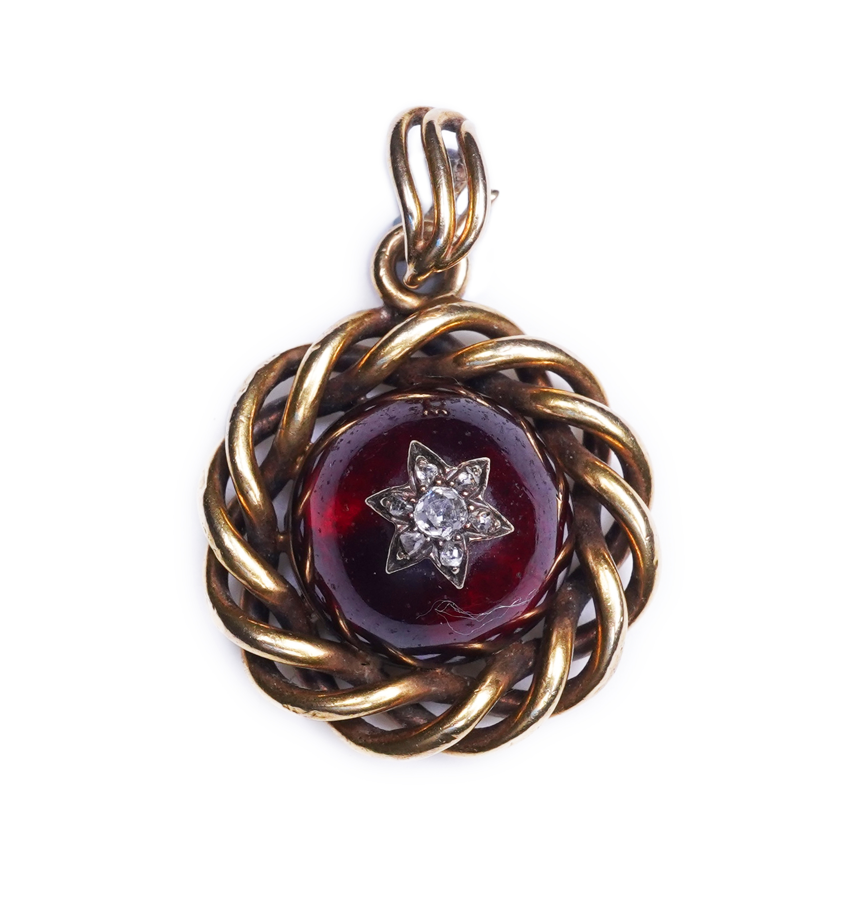 A Victorian garnet and diamond pendant, mid 19th century